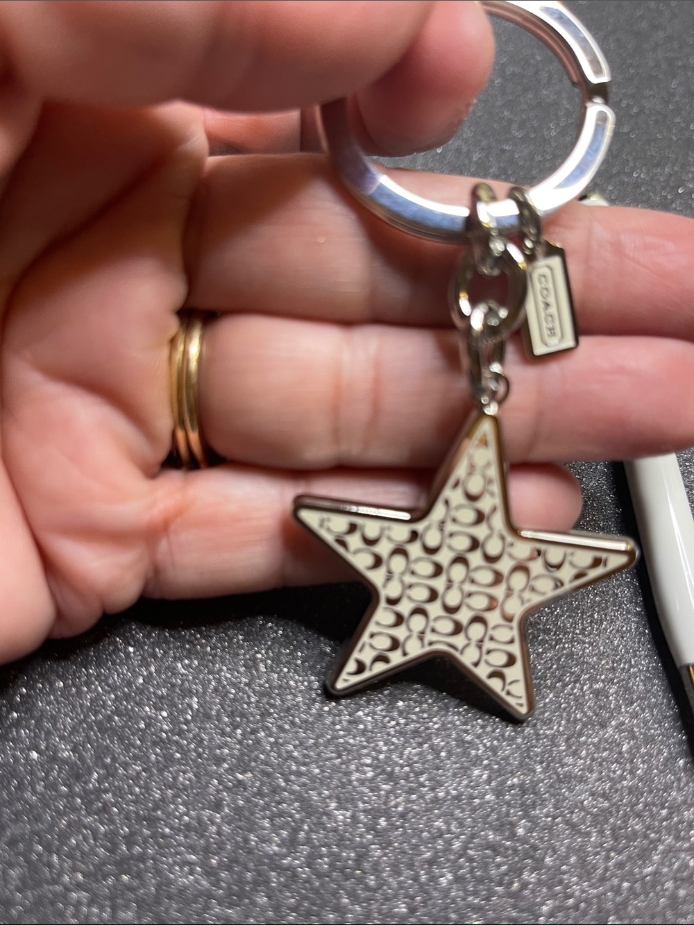 Coach Silver Star Logo Keychain - Picture 2 of 7
